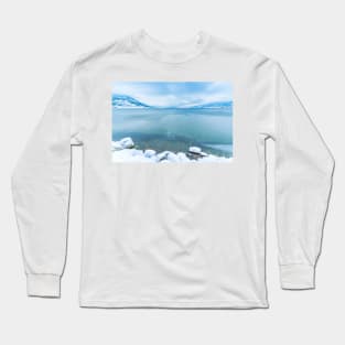 Fresh Snow on Lake and Mountains Long Sleeve T-Shirt